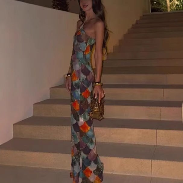 Carantoc | Women's Flowing Maxi Dress in Multicolor