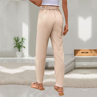 Caridad | Women's Waist Belt Belted Elegant Casual Pants – Dress Pants in Apricot