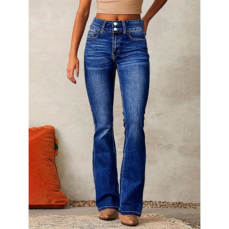 Carina | Women's High Waist Fashionable Jeans in Dark Blue