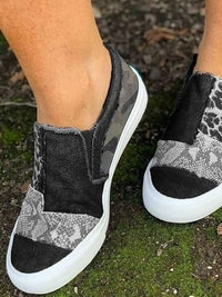 Carina | Women's Slip-On Patterned Upper Loafers in Black