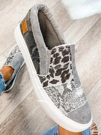 Carina | Women's Slip-On Patterned Upper Loafers in Gray