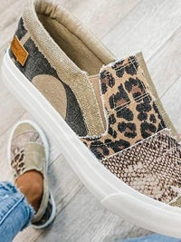 Carina | Women's Slip-On Patterned Upper Loafers in Khaki