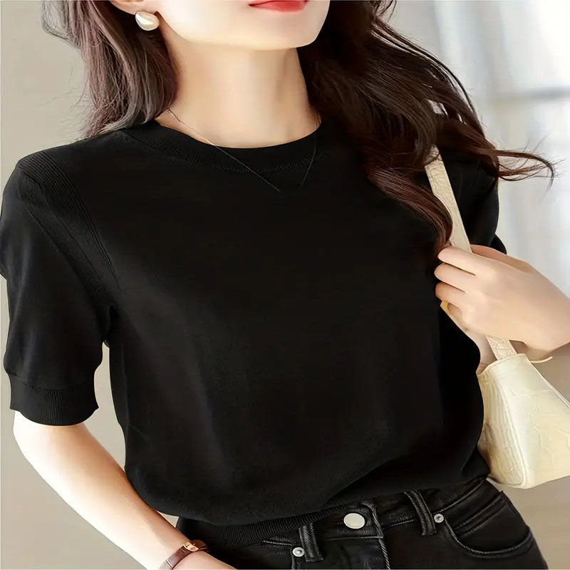 Carina | Women's Short Sleeve Elegant Sweater in Yellow