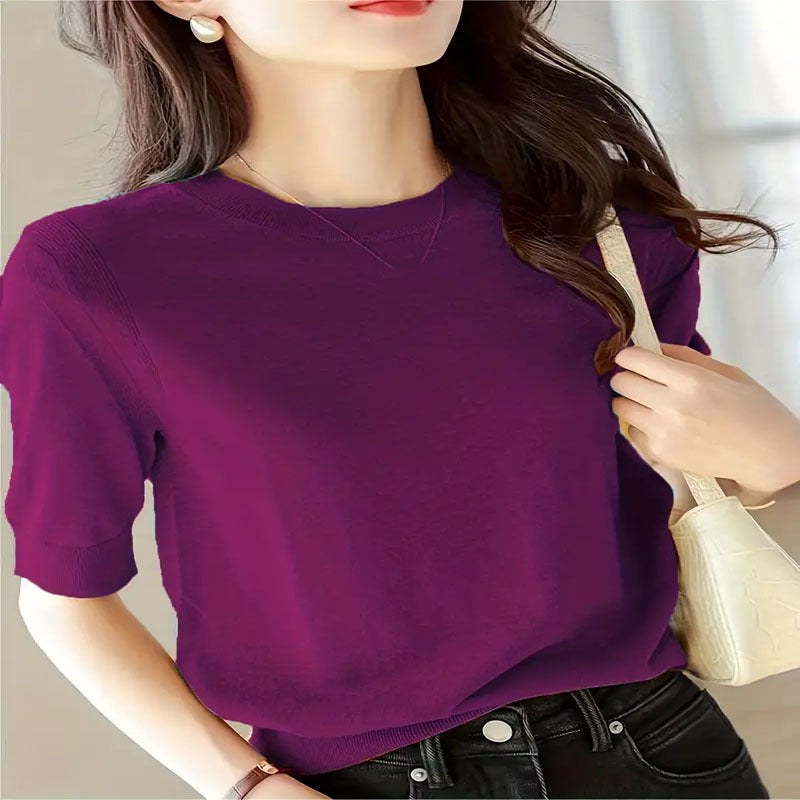 Carina | Women's Short Sleeve Elegant Sweater in Yellow