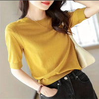 Carina | Women's Short Sleeve Elegant Sweater in Yellow