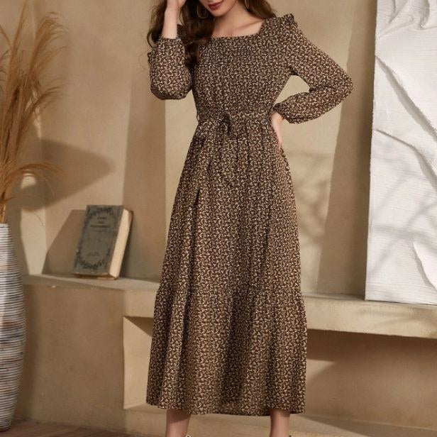 Carinthia | Women's Waist Belt Belted Boho Maxi Dress in Dark Brown
