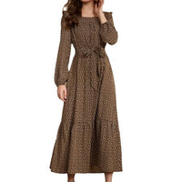 Carinthia | Women's Waist Belt Belted Boho Maxi Dress in Dark Brown