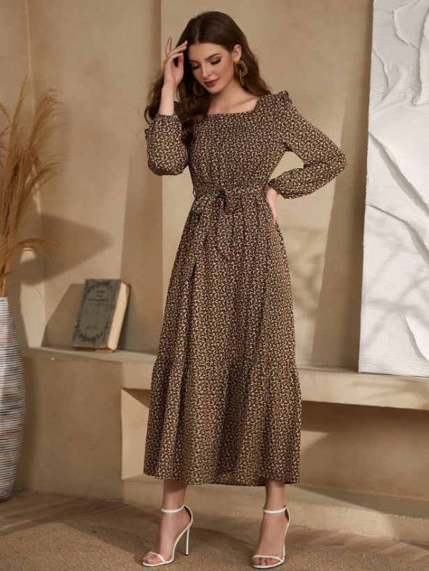 Carinthia | Women's Waist Belt Belted Boho Maxi Dress in Dark Brown