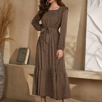 Carinthia | Women's Waist Belt Belted Boho Maxi Dress in Dark Brown