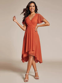Carmel | Women's Asymmetric Elegant Wrap Dress in Orange