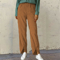 Carmelina | Women's Elastic Waist Casual Pants – Dress Pants in Brown
