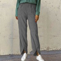 Carmelina | Women's Elastic Waist Casual Pants – Dress Pants in Gray