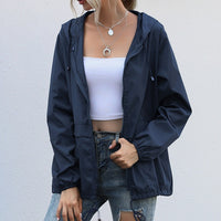 Carmenta | Women's Drawstring Lightweight Jacket in Dark Blue