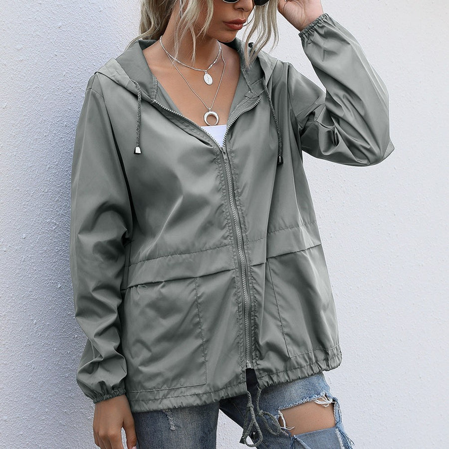 Carmenta | Women's Drawstring Lightweight Jacket in Light Gray