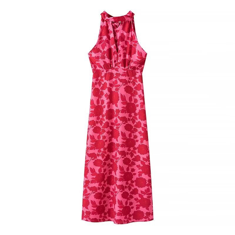 Carmine | Women's Floral Elegant Maxi Dress in Red