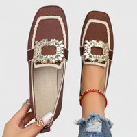 Carol | Women's Square Toe Decorative Strap Loafers in Brown