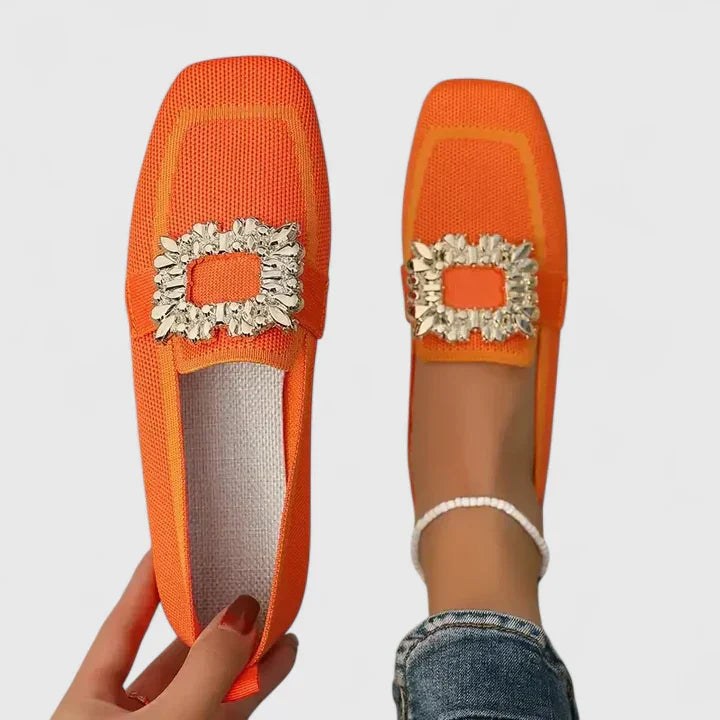 Carol | Women's Square Toe Decorative Strap Loafers in Orange