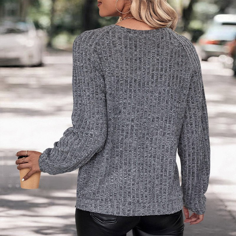 Carola | Women's Textured Sweater in Dark Gray
