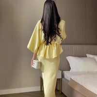 Caroline | Women's Flowing Elegant Wrap Dress in Yellow