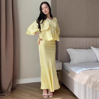 Caroline | Women's Flowing Elegant Wrap Dress in Yellow