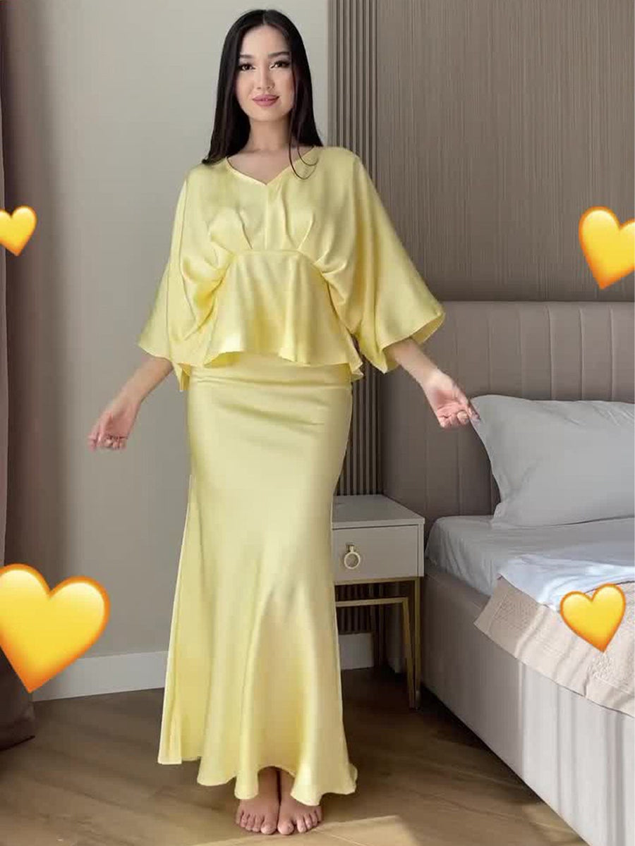Caroline | Women's Flowing Elegant Wrap Dress in Yellow