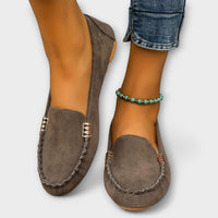 Caroline | Women's Stitched Front Detail Loafers in Gray