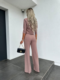 Casilda | Women's Short Sleeve Top Flare Pants Two-Piece Lounge Set