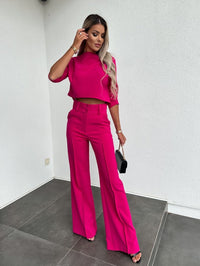 Casilda | Women's Short Sleeve Top Flare Pants Two-Piece Lounge Set