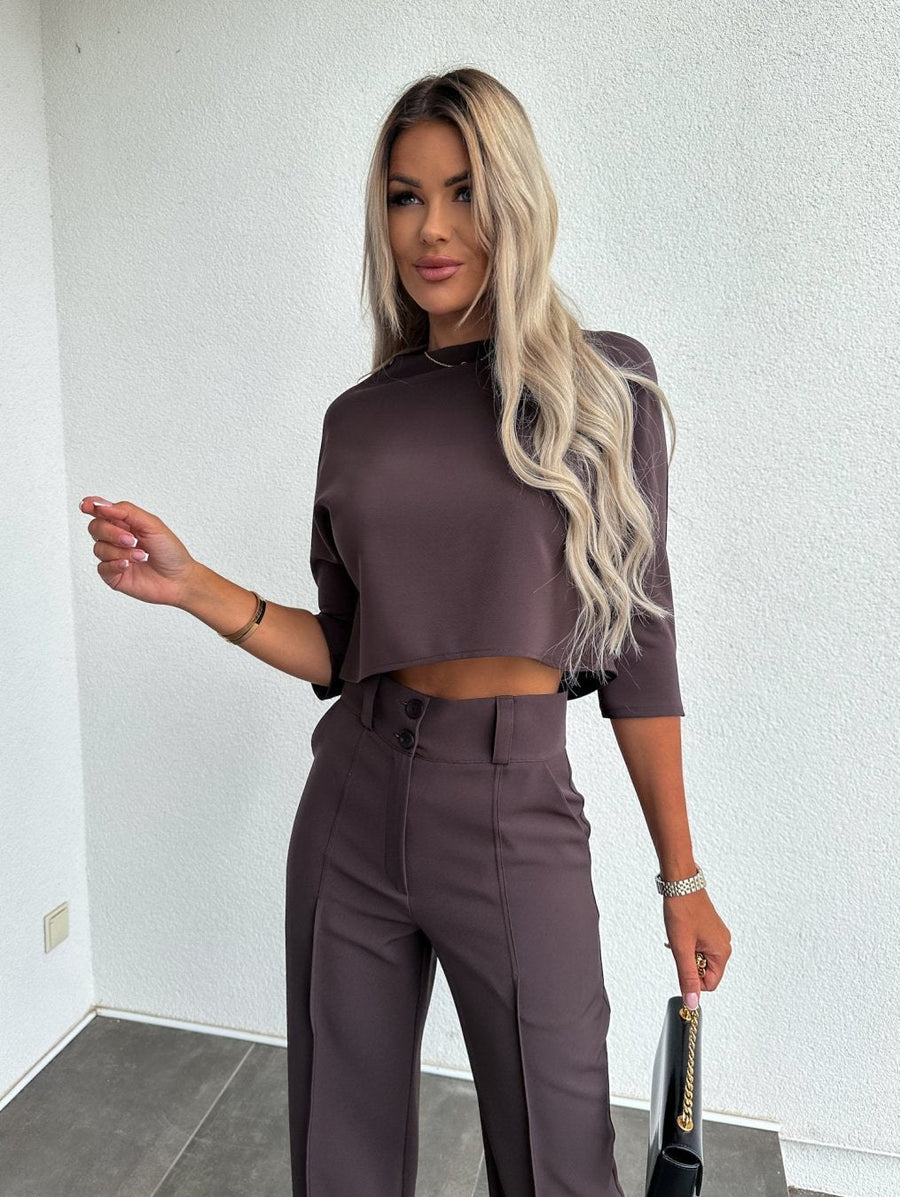 Casilda | Women's Short Sleeve Top Flare Pants Two-Piece Lounge Set