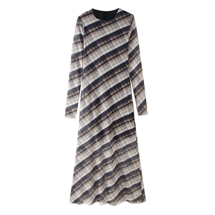 Cassandra | Women's Plaid Elegant Modern Maxi Dress in As Shown