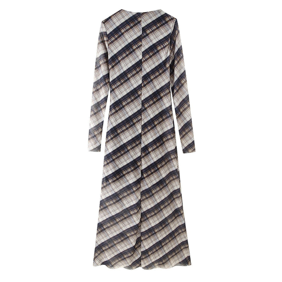 Cassandra | Women's Plaid Elegant Modern Maxi Dress in As Shown