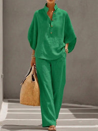 Cassandra | Women's Beach Co-Ord Two-Piece Set in Green