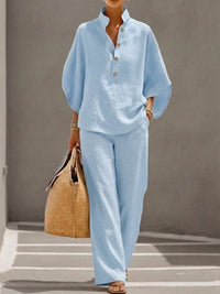 Cassandra | Women's Beach Co-Ord Two-Piece Set in Light Blue