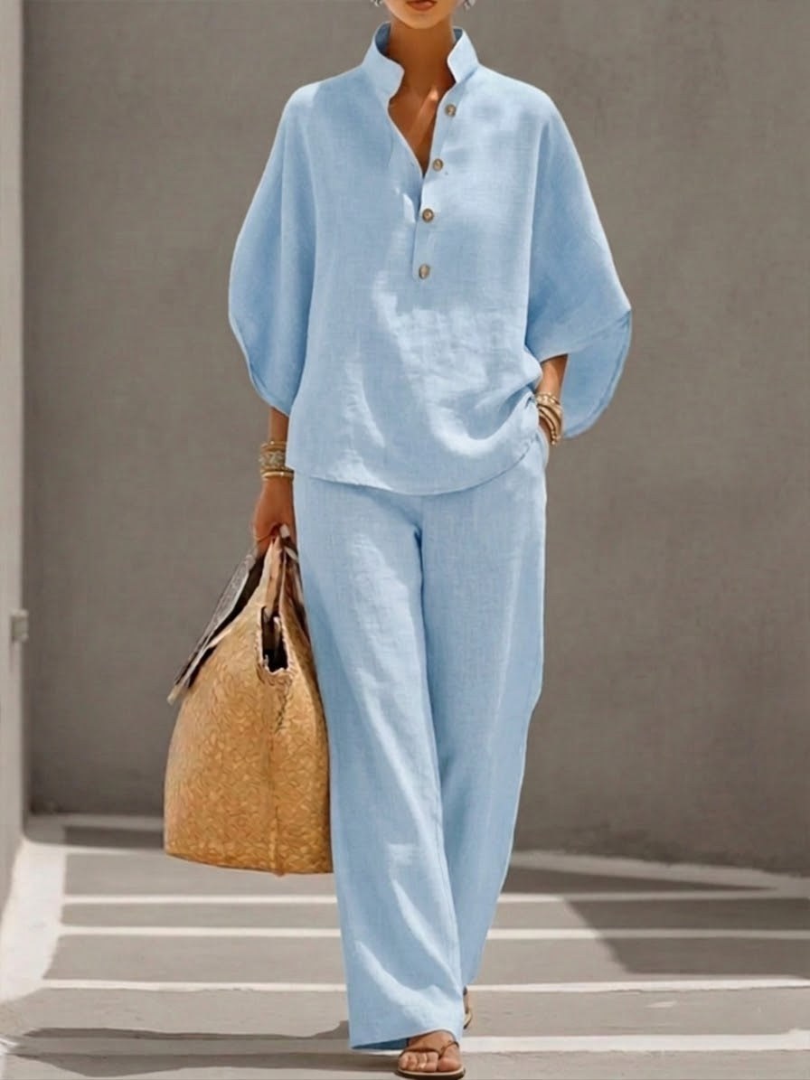 Cassandra | Women's Beach Co-Ord Two-Piece Set in Light Blue