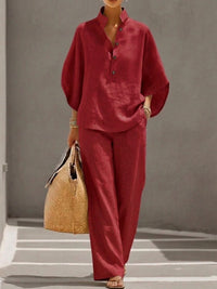 Cassandra | Women's Beach Co-Ord Two-Piece Set in Red