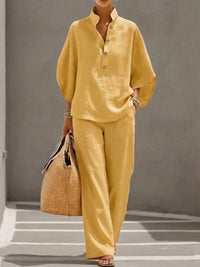 Cassandra | Women's Beach Co-Ord Two-Piece Set in Yellow