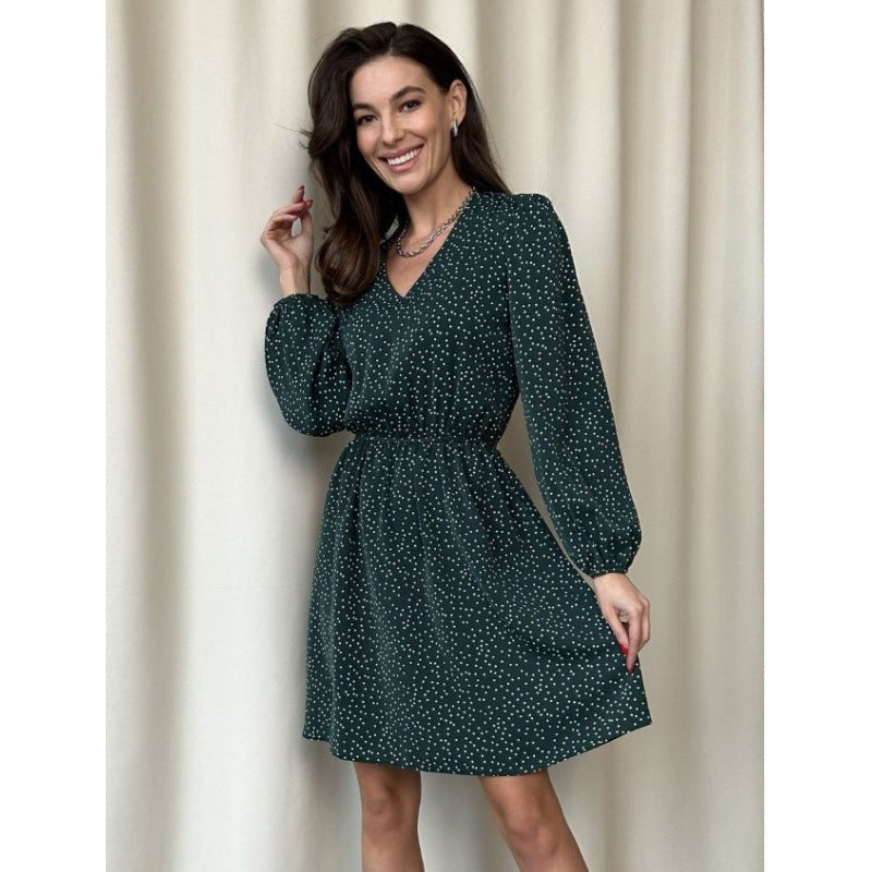 Cassia | Women's V-Neck Dress – Casual Dress in Green