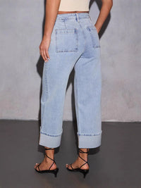 Cassia | Women's Pockets Casual Jeans in Light Blue