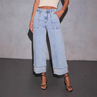 Cassia | Women's Pockets Casual Jeans in Light Blue