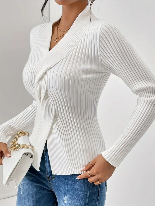 Cassia | Women's Knit Elegant Blazer in White