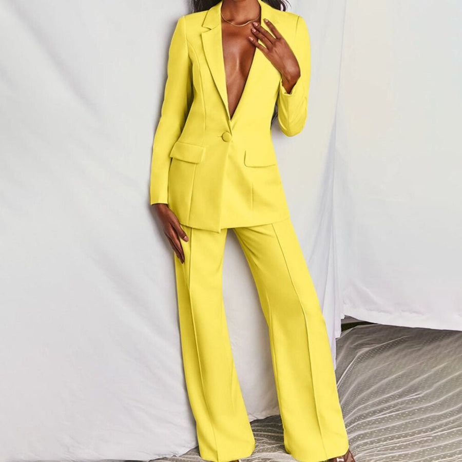 Castalia | Women's Blazer and Trousers Two-Piece Set in Yellow