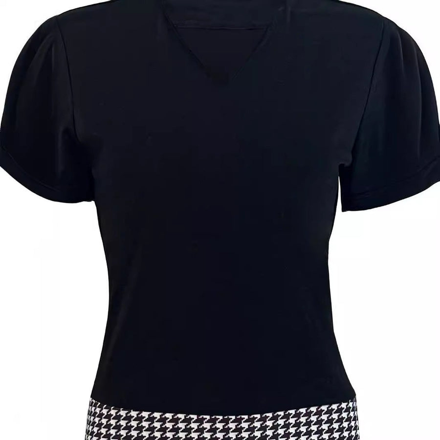 Catalina | Women's V-Neck Plaid Elegant Cocktail Dress