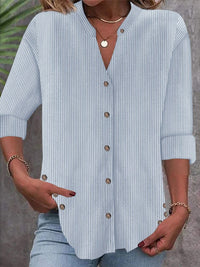 Cate | Women's Striped Elegant Blouse Top in Blue