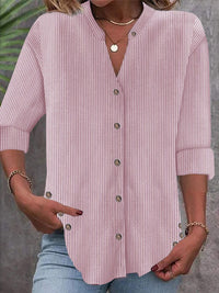 Cate | Women's Striped Elegant Blouse Top in Red