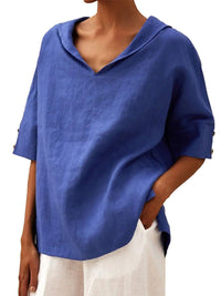 Cate | Women's Hooded Blouse in Blue