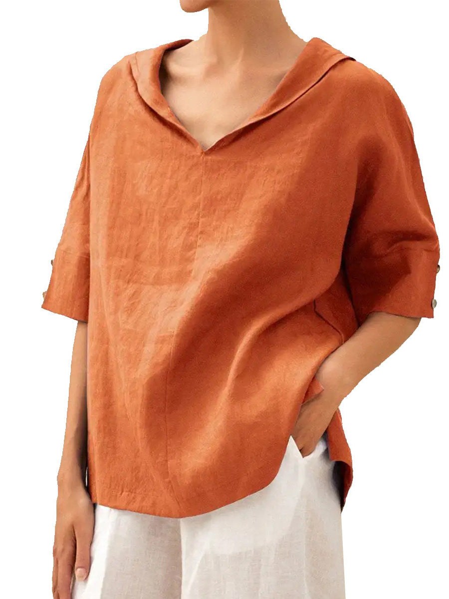 Cate | Women's Hooded Blouse in Orange