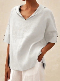 Cate | Women's Hooded Blouse in White