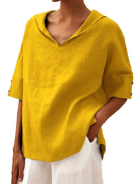 Cate | Women's Hooded Blouse in Yellow