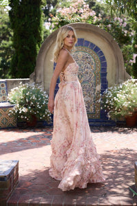 Caterina | Women's Spaghetti Strap Maxi Ruffle Hem Dress