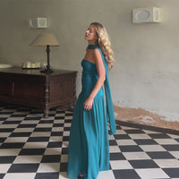 Catharine | Women's Sleeveless Elegant Maxi Dress in Blue